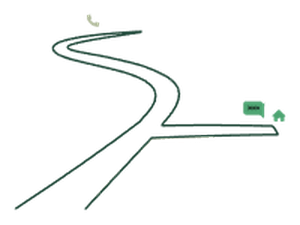 Illustration of two paths: full distance on one side, brief practical contact on the other