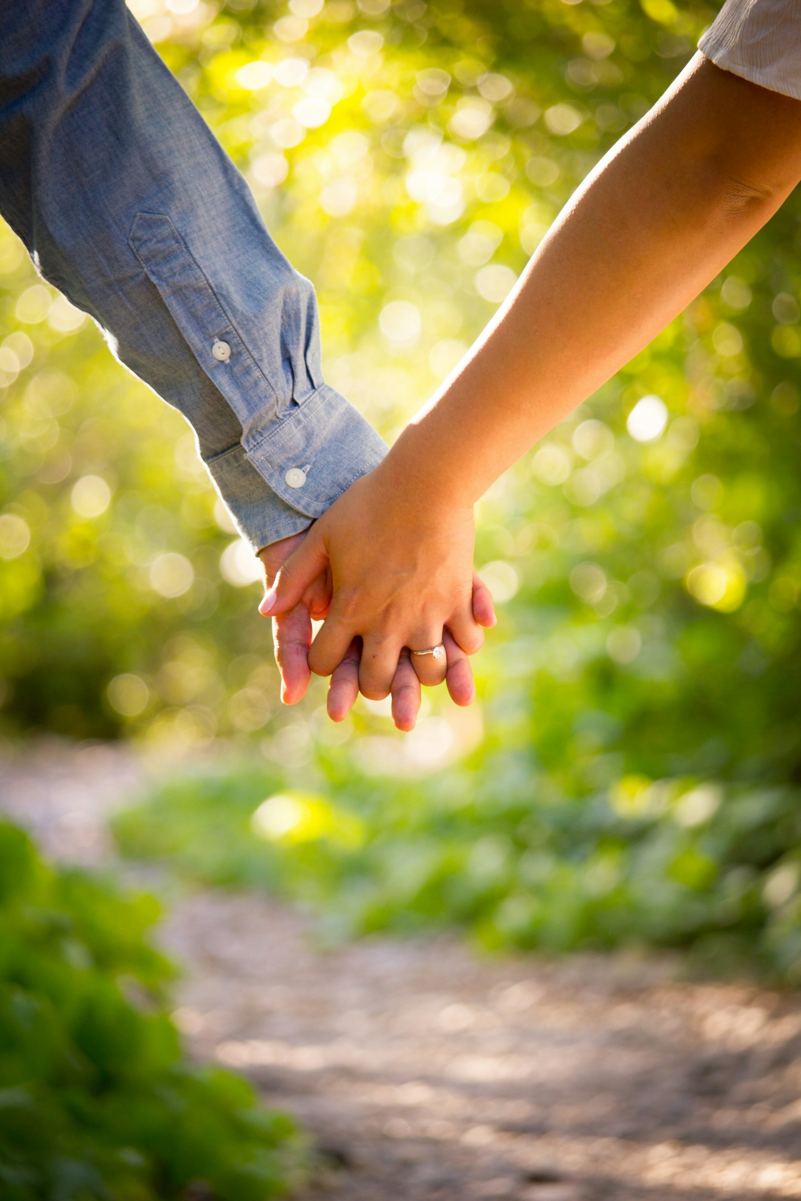 Close-up of a man and woman holding hands